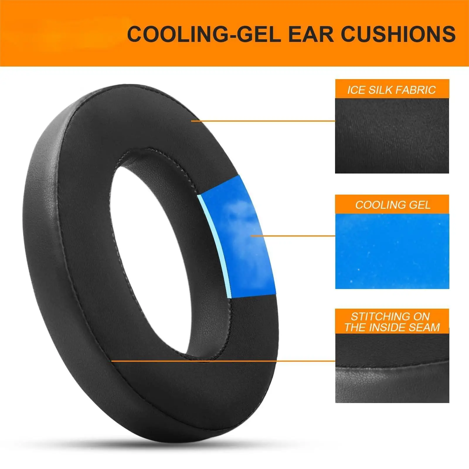 Cooling-Gel Replacement Earpads Cushions for Sennheiser HD598/HD558/HD599/HD569/HD579/HD515/HD555/HD560s/HD518 Headphones