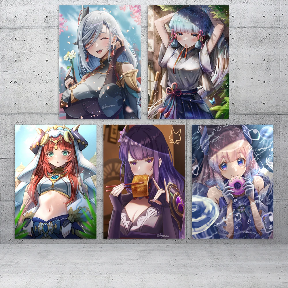 

Genshin Impact Home Decor Canvas Sangonomiya Kokomi HD Prints Shenhe Poster Painting Living Room Anime Wall Art Modular Picture