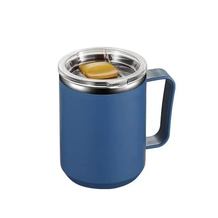 Household 304 Stainless Steel Coffee Mug With Lid Leakproof Drinkware Office Tea Milk Cup Set With Handle 450ml Cup With Straw