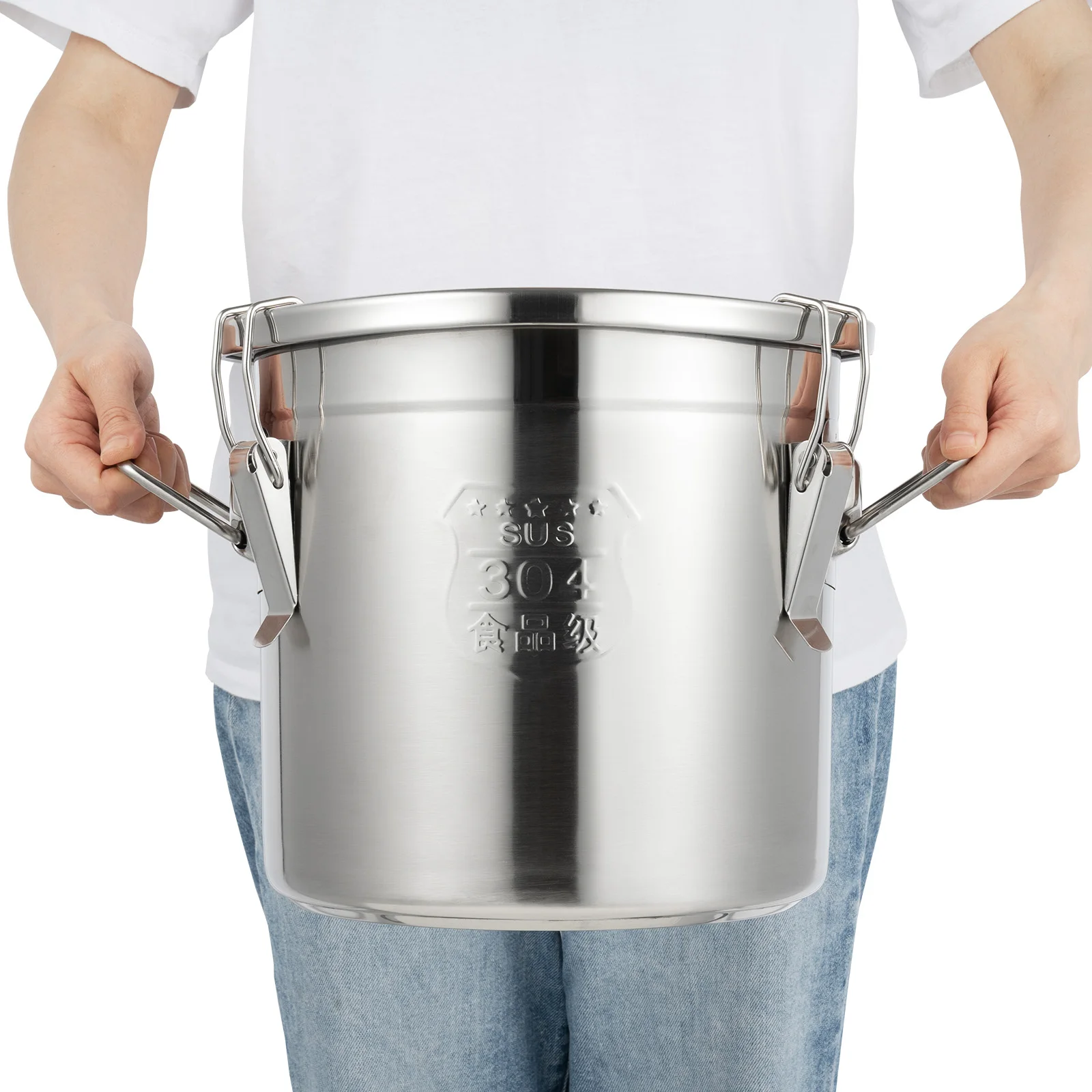 Stainless Steel Cereal Container - 12L Airtight Rice and Oil Storage Bucket