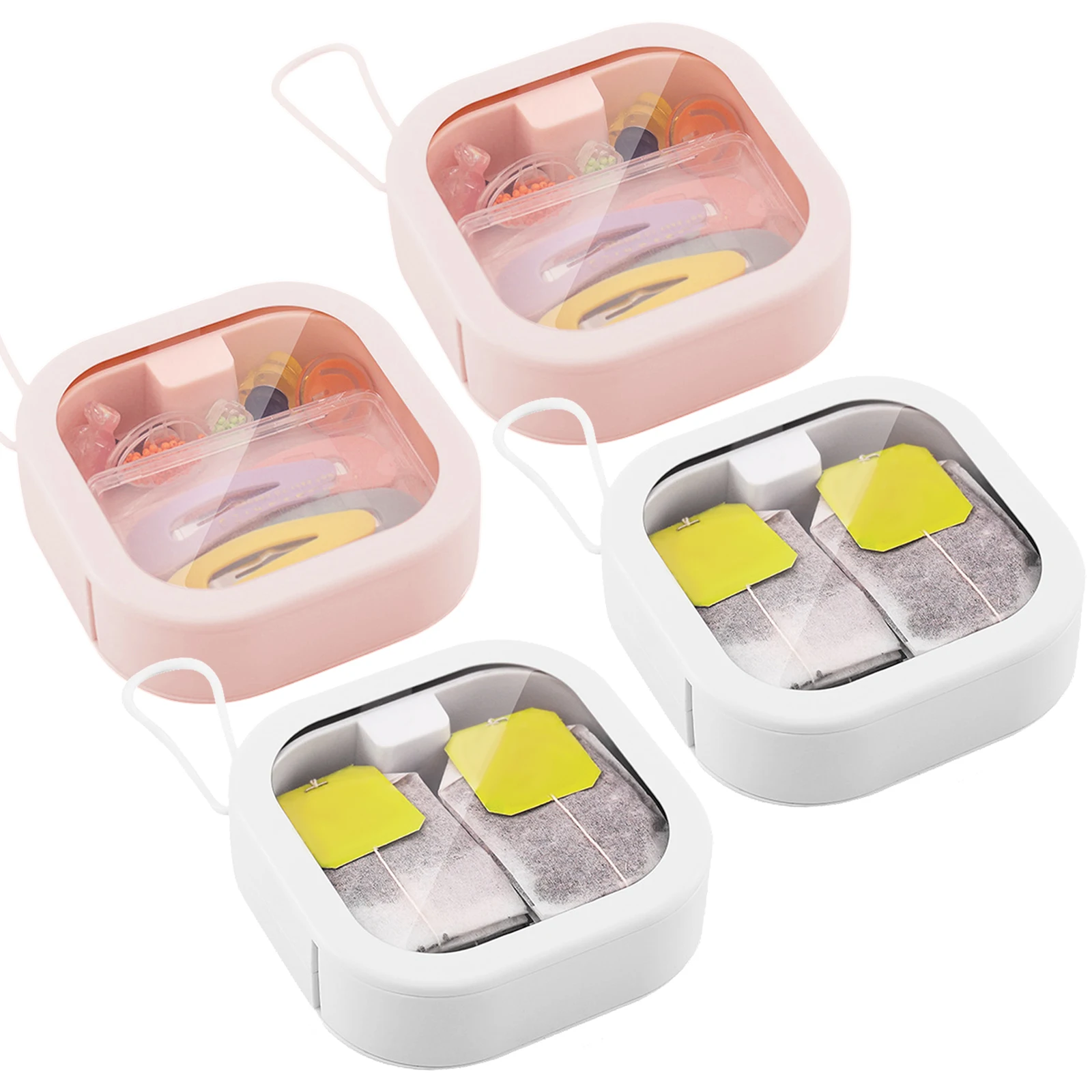 Hair Tie Organizer Boxes Small Portable Hair Tie Holder Organizer Hidden  Push Switch Cotton Swab Hairpin Travel Storage Box - AliExpress