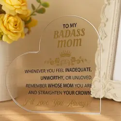 Custom Heart - Shaped Acrylic Keepsake for Mom - Elegant Desk Decor & Gift (Clear)