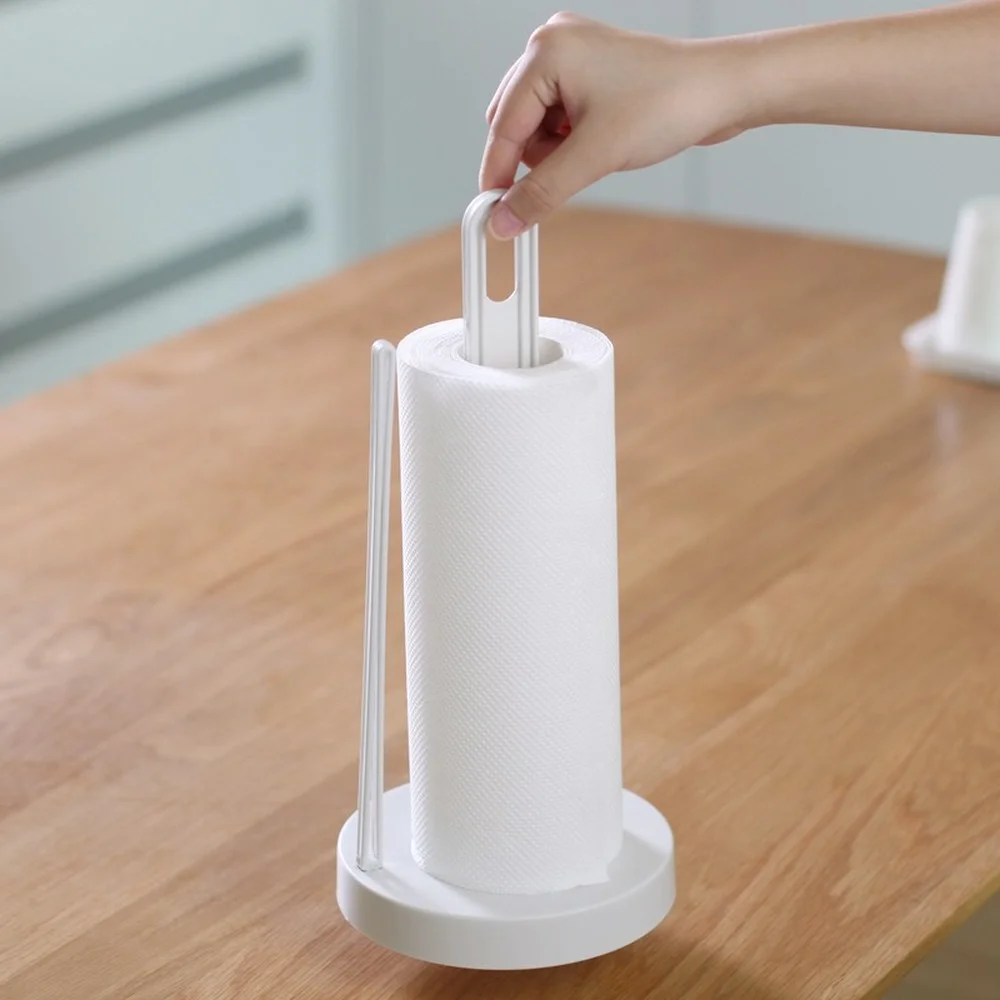 Simple Vertical Roll Paper Rack Kitchen Paper Napkin Rack Creative Desktop Punch-Free Tissue Storage