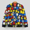 Mondrian Style Casual Jackets Checkerboard Waterproof Windbreak Man Design Coats Autumn Kawaii Outerwear Jacket Large Size 2