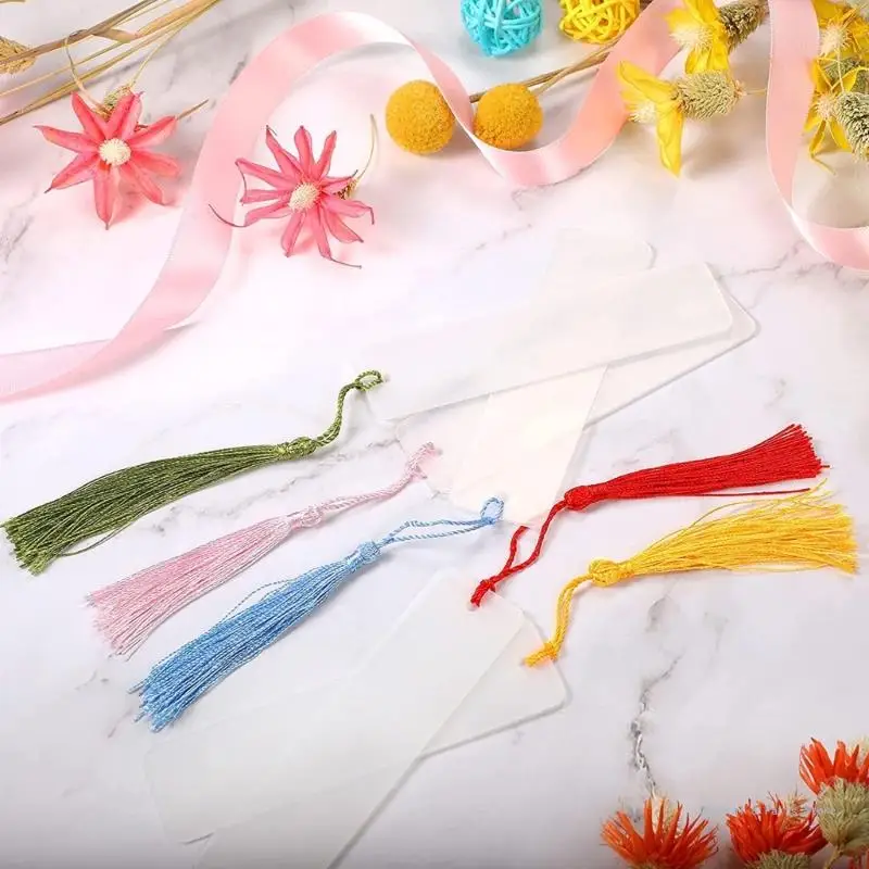 M17F 15/30/45Pcs DIY 책갈피에 대 한 컬러 Tassels와 투명 아크릴 책갈피 DIY 빈 책갈피 수 제 공예 선물 레이블