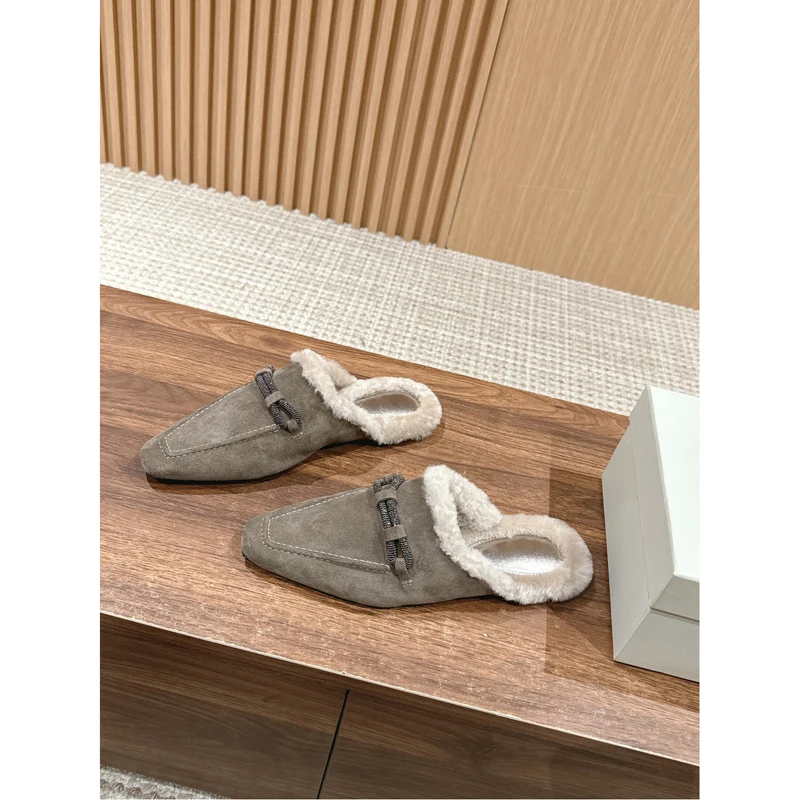 Fashion New Women'S B*C Suede Slippers Australian Tire Wool Flat Cotton Slippers Casual Shoes For Women