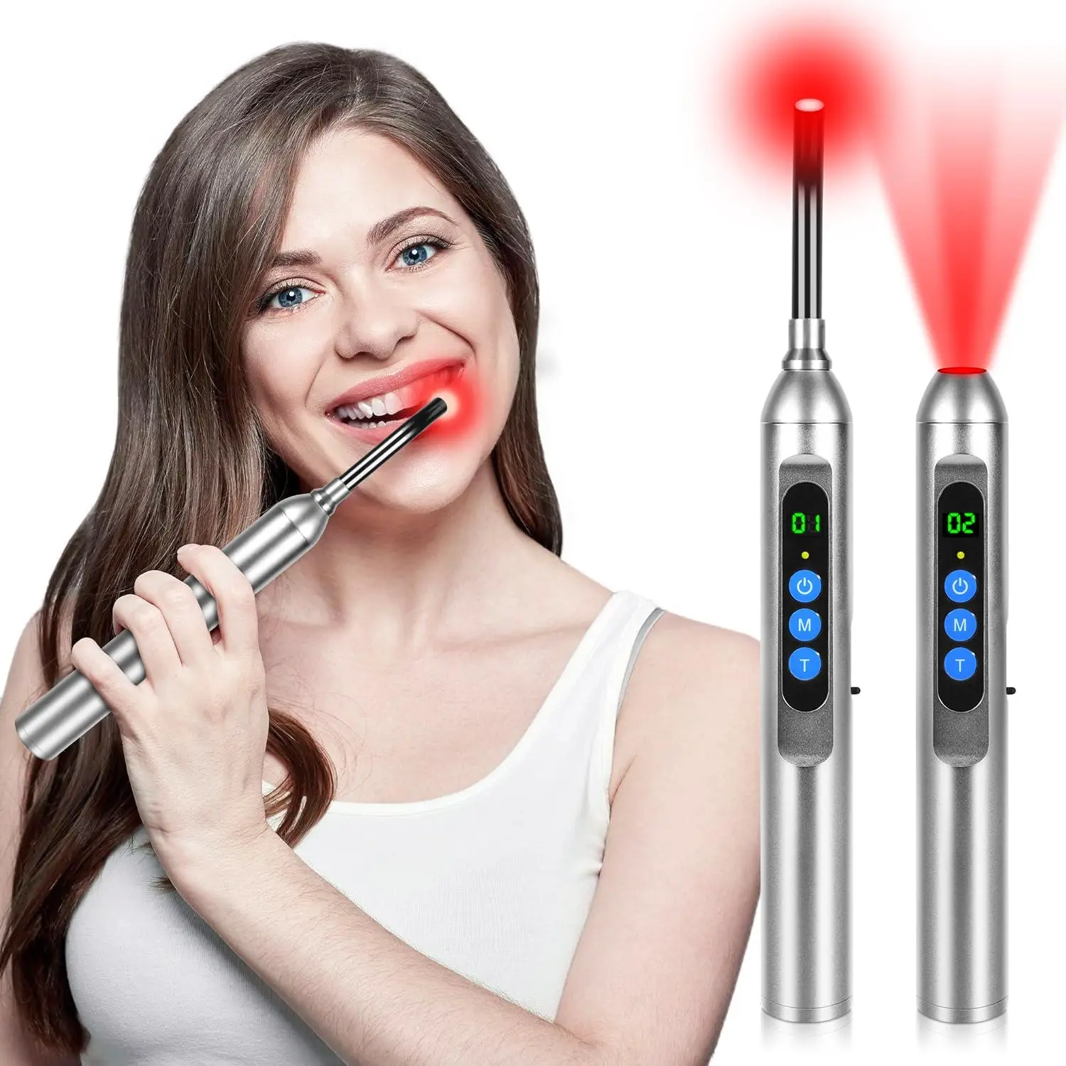 Red Light Therapy for Cold Sore and Canker Sore 660nm 850nm Near Infrared LED Light Therapy Device For Pain Relief Skincare Wand