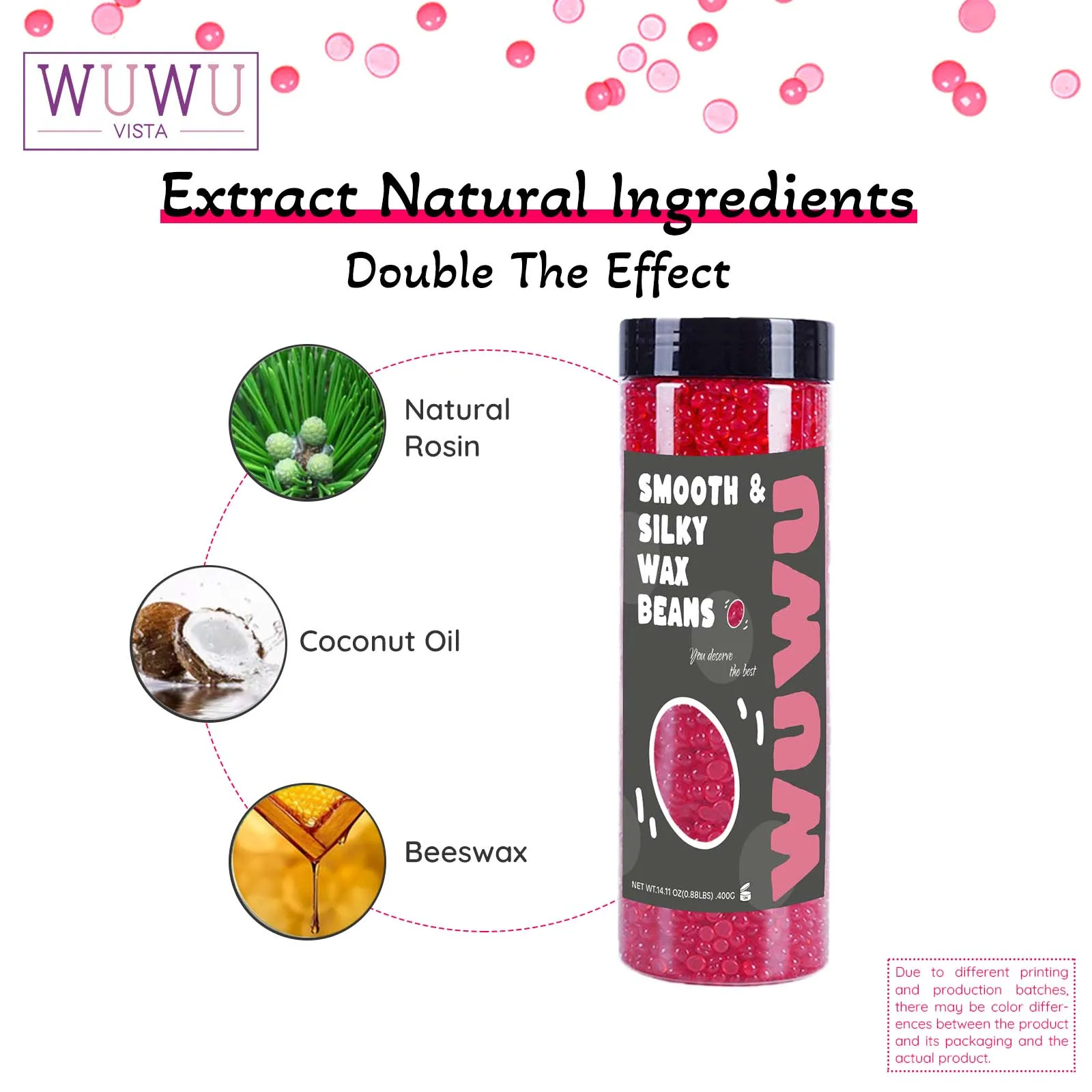 Hard Wax Beads Pro 400g(14.11oz) Bottle Hair Removal Waxing for Heater Painless Beans for All Hair Types