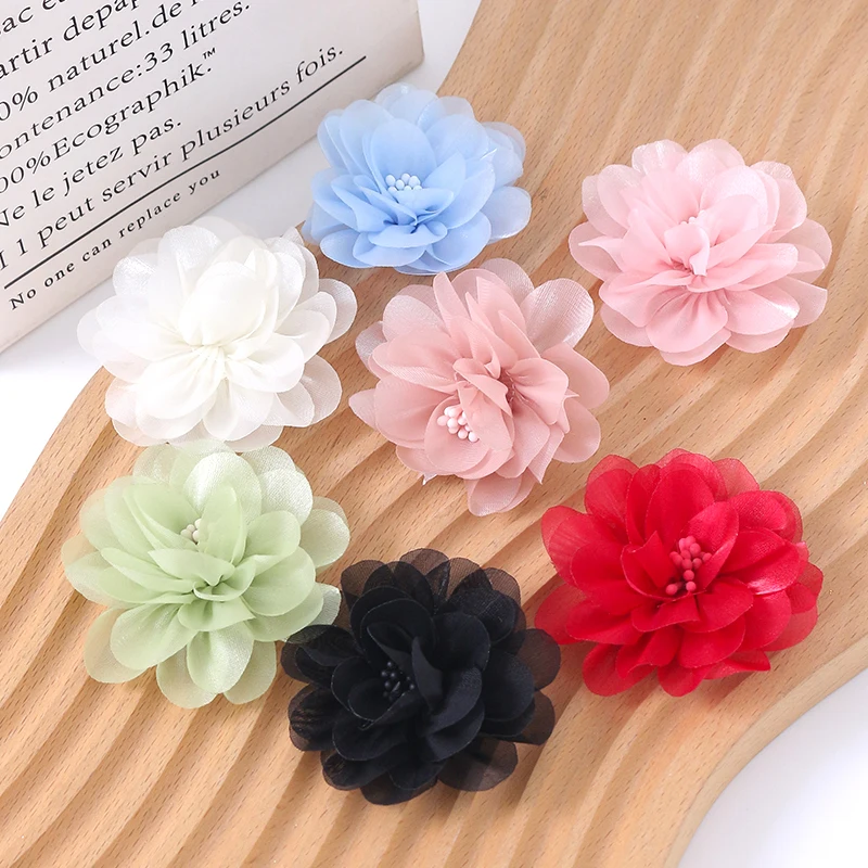 2/5Pcs 6CM Chiffon Fabric Artificial Flower For Home Room Wedding Invitation Artificial Flowers For Dress Decoration Accessories