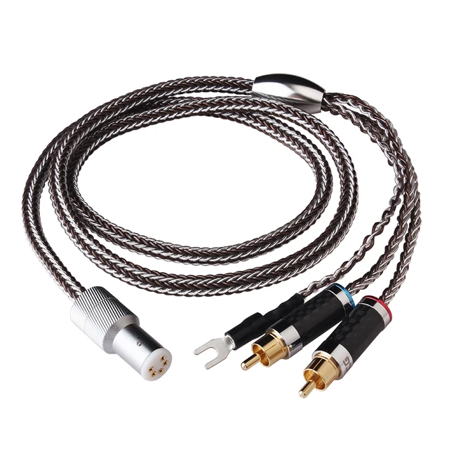 Hifi Pure Silver Tonearm Cable 5 Pin XLR Female To 2Rca U Plug Fever