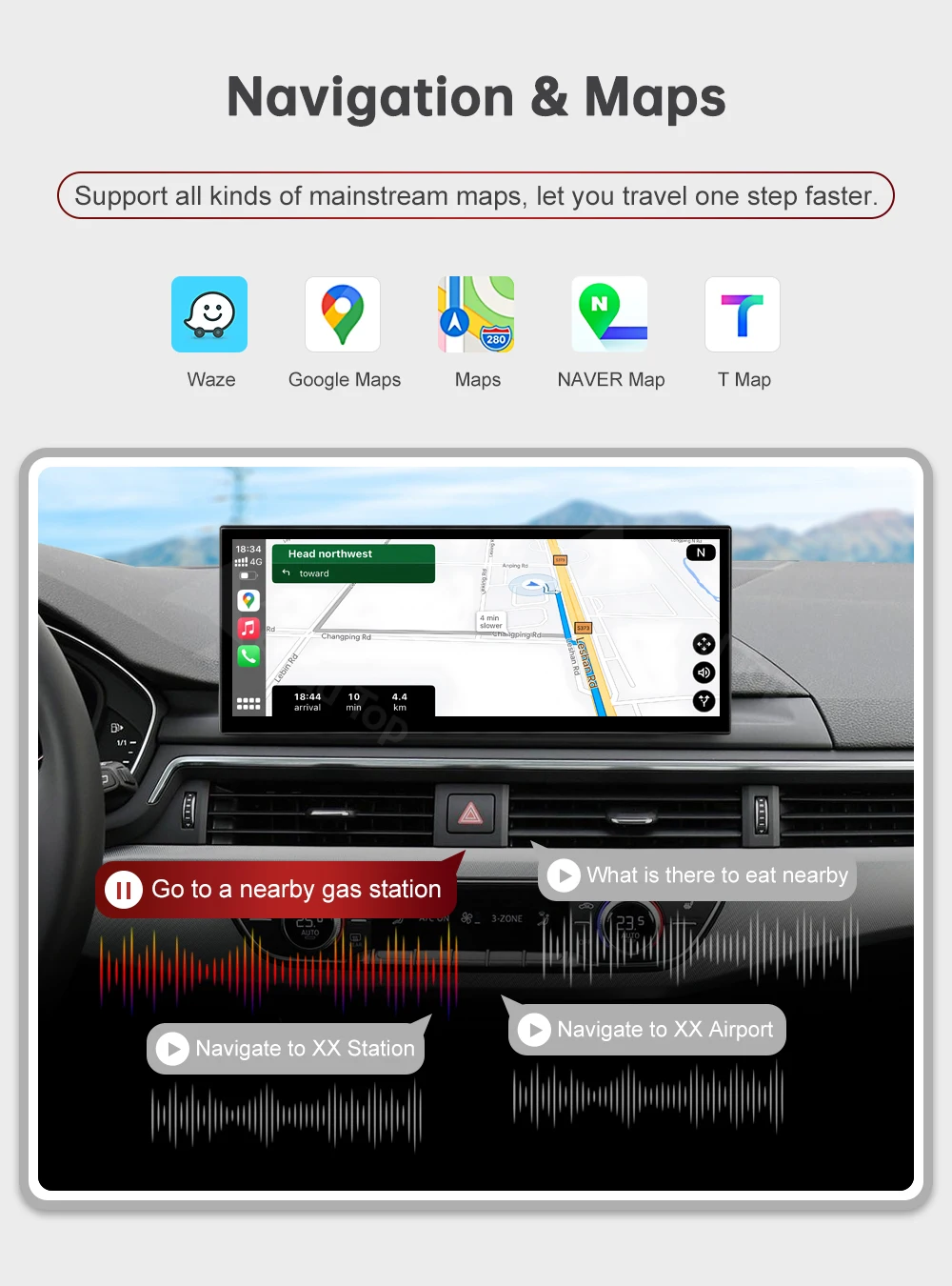 RoadTop 12,3 Zoll Wireless CarPlay Multimedia-Display Android Auto Linux Bildschirm für Audi A4 A5 2016-2019 MIB2 Airplay Autolink – Detail 10