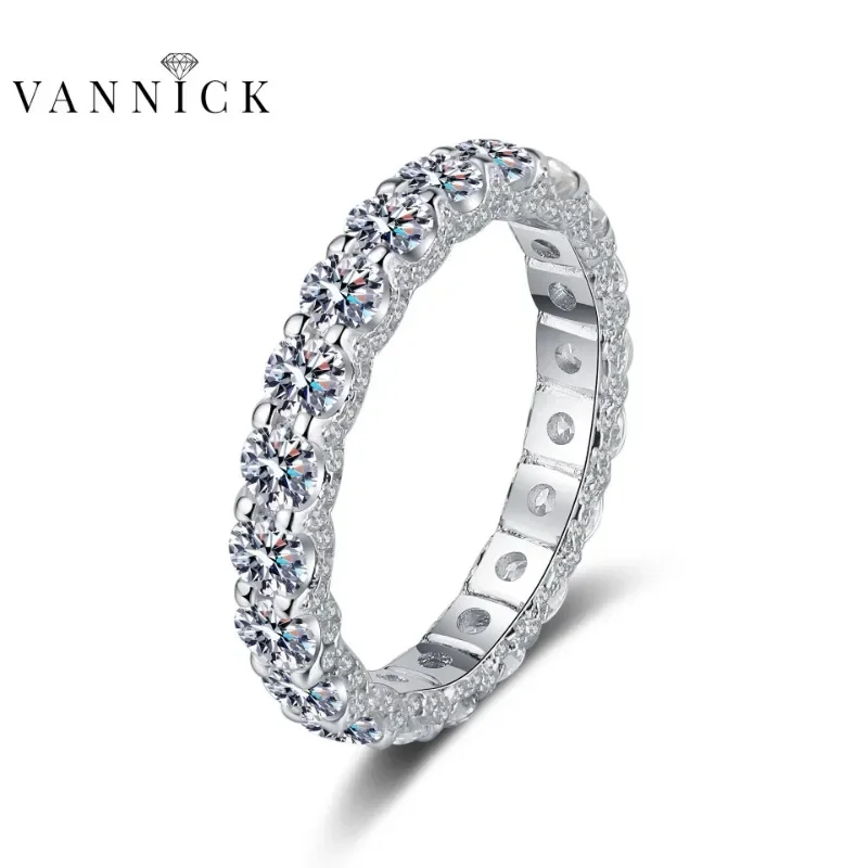 

VANNICK D Color Moissanite Eternity Ring 3mm 925 Sliver Plate Platinum Wedding Engagement Diamond Band For Women Free Shipping