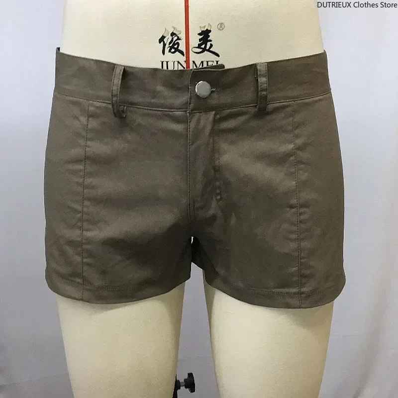 Sexy Tight Men's Short Shorts Zipper Elastic Slim Men's Shorts Athleisure Solid Color Pants Denim Summer Thin Trousers denim shorts