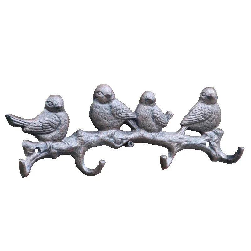 Country Hooks Creative Bird Cast Iron Hanging Clothes Rack Wall Key Holder Room Decoration Coat Rack