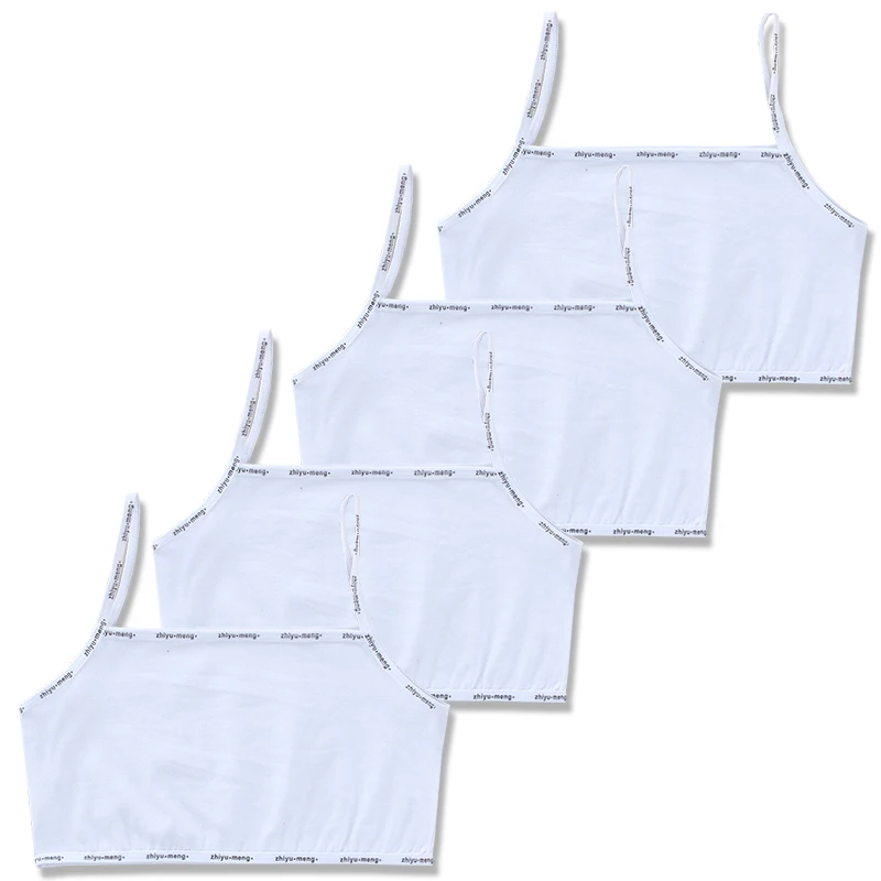 Girls Tank Tops 4pc/Lot Kids Underwear Model Cotton Girls Tank Top Candy Color Undershirt Girls Singlet Baby Camisole Bra Tops 8-14Years