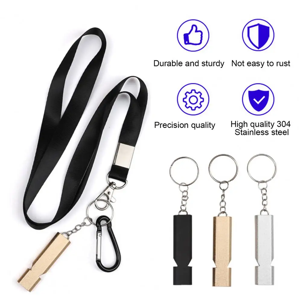 

Emergency Whistles Aluminum Alloy Referee Whistle with Lanyard Carabiner Loud Sound Survival Soccer Basketball Sports Whistles