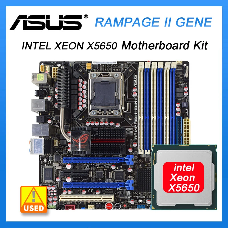 Lga 1366 Motherboard Asus Rampage Ii Gene Motherboard Kit With Intel Xeon  X5650 Processor Ddr3 Intel X58 Motherboard Kit Usb2.0 - Motherboards -  AliExpress