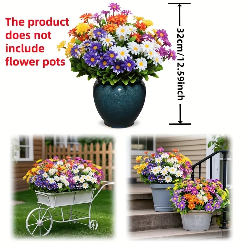 Vibrant Outdoor UV-Resistant Artificial Daisy Flowers for Home and Garden Decor