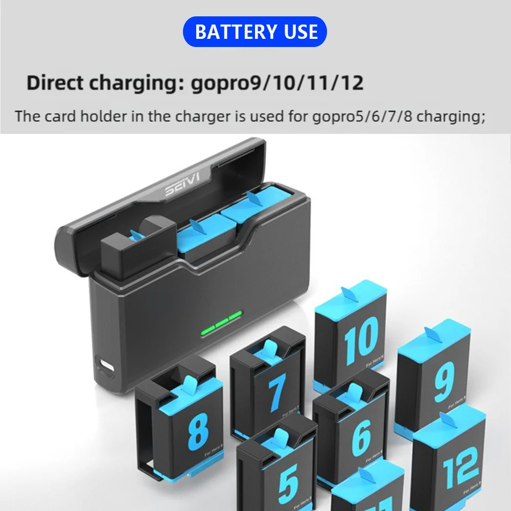 Chargeur rapide USB-C pour batteries GoPro Hero 7/8/9/10/11/12 - 1 ou 2 chargeurs
