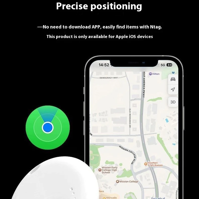 Mini Smart GPS Tracker Compatible with Apple Find My APP Air Tag with Key Ring for Pet Car Key Children Elderly Anti-lost Find