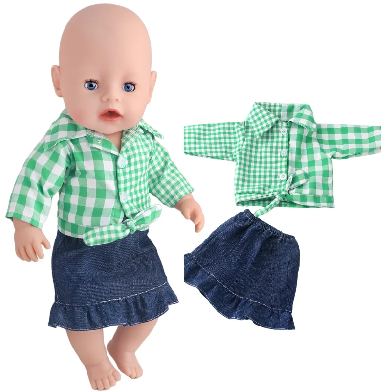 38cm doll clothes for 43cm Bebe doll boy clothes pants blue elephant set for 17" doll fur pajama