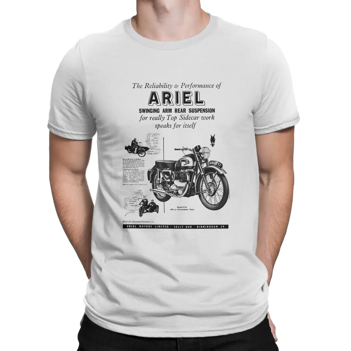 

Забавные байкерские футболки A-Ariel 1954, мужские хлопковые футболки с круглым вырезом, футболки A-Ariel с коротким рукавом, идея для подарка, одежда