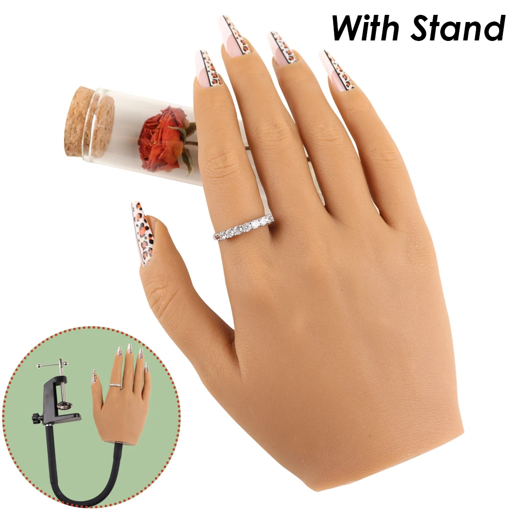 Silicone Fake Hands Model With Stand Realistic Nail Art Practice Hand