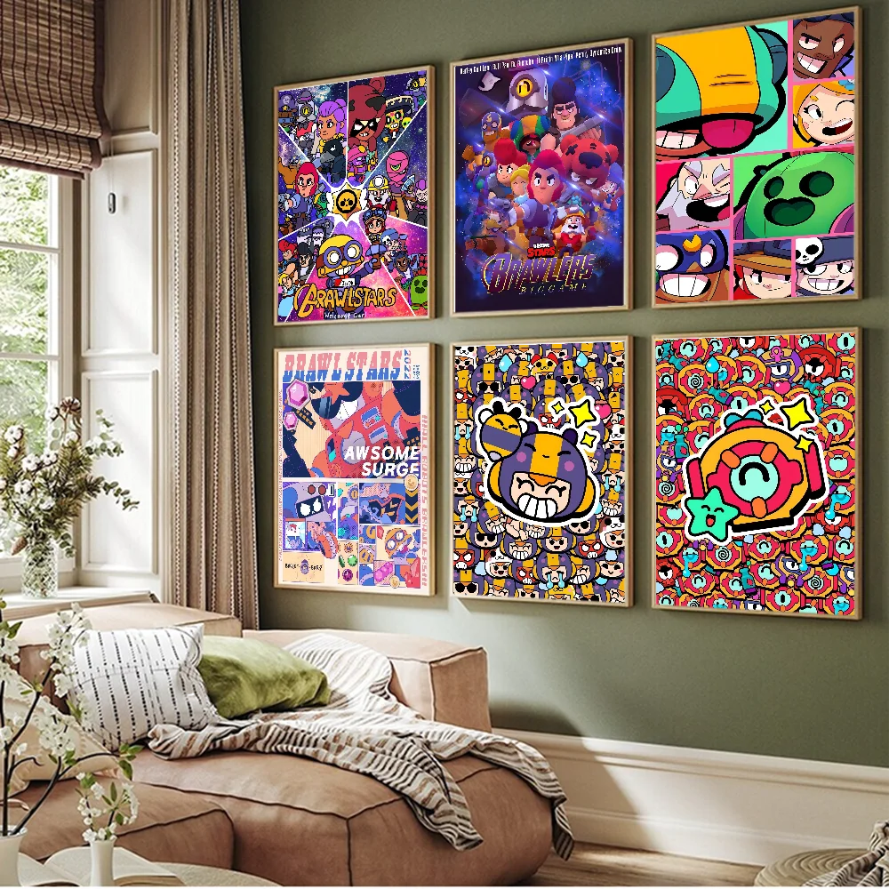 Game B-rawl-S-Stars Self-adhesive Art Poster Whitepaper Sticker DIY Room Bar Cafe Wall Decor