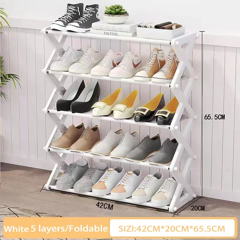 Shoe Rack Shoe Organizer Simple Fashion Shoe Rack 4-5Layer Trapezoidal Shoes Organizer Stand Holder Living Room Space Saving Modern Assembled Shoe Rack