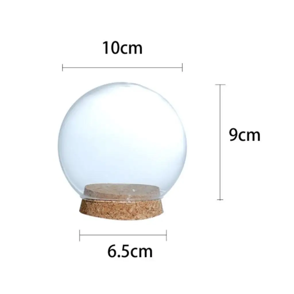 Clear Decorative Glass Dome Flower Preservation Vase Cloche Bell Jar with Wood Base Plant Ornament Miniature Dollhouse 12cm glass display dome