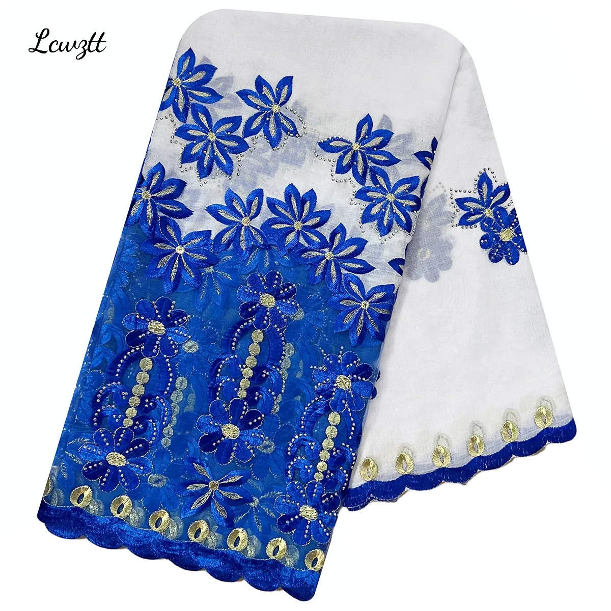 2023 Hot Sale Fashion Muslim  African Women Dubai Scarf Big Size Embroidery Cotton splicing with Net Women Hijab Scarf  Sc-80