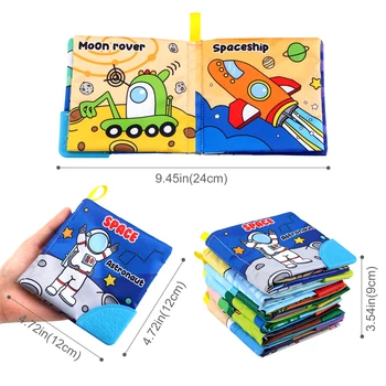 Baby Soft Cloth Books Baby Intelligence Development Learning Book with Teether Rustle Sound Cognition Educational Toys for Baby 2