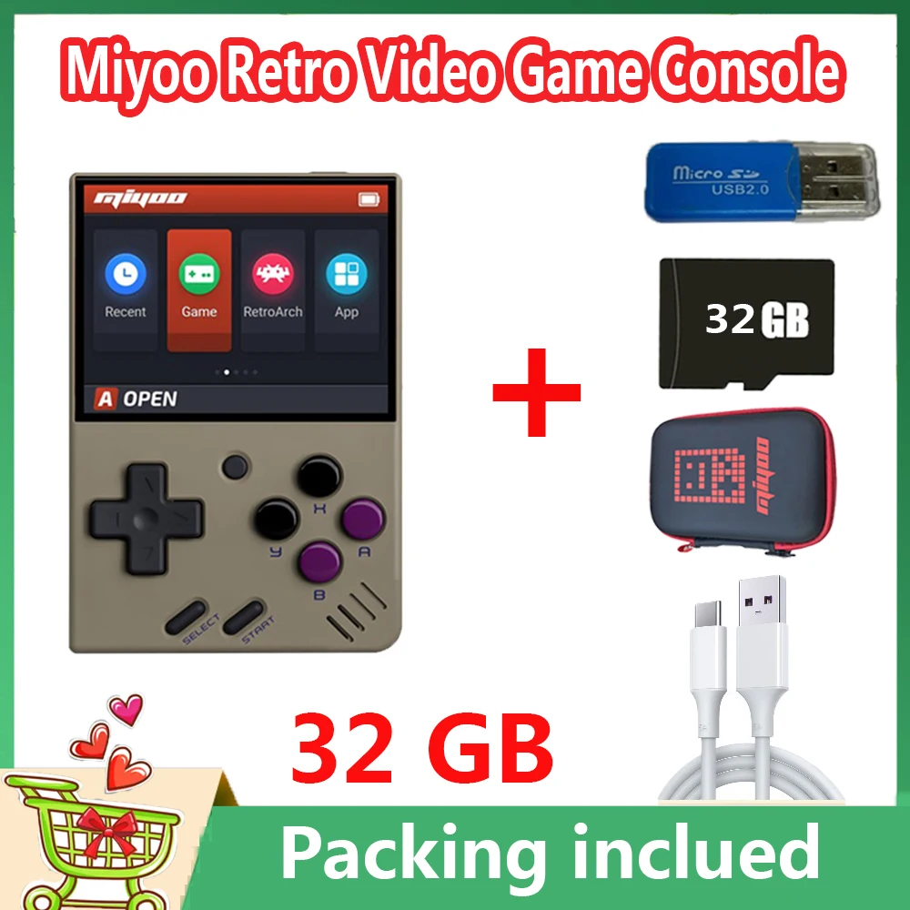 Miyoo Mini IPS Retro Video Gaming Console Handheld Game Players for FC GBA Vibration Motor 32G/64G/128G Memory RAM128MB Game 