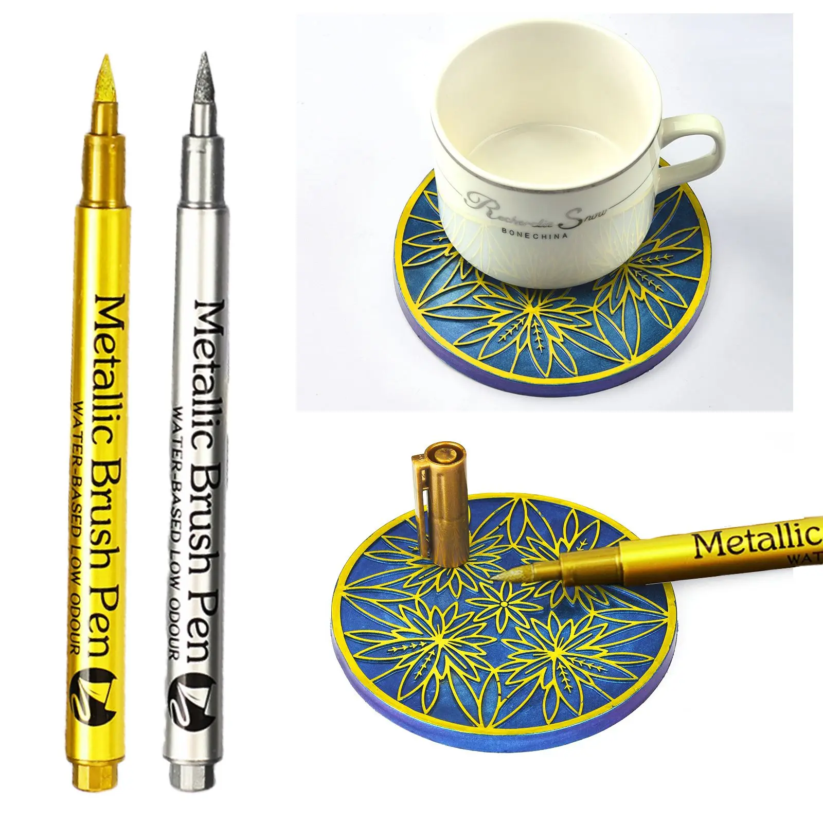 Metallic Marker Pens Gold Silver Epoxy Resin Mold Drawing Pen Acrylic Paint DIY Highlight Scrapbooking School Stationery Decor