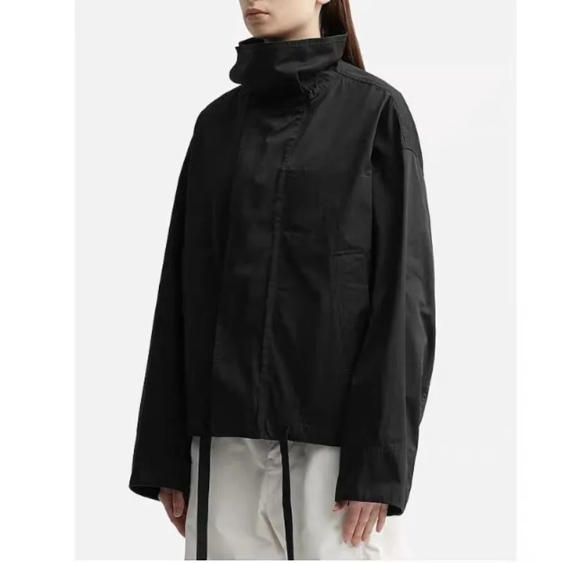 

Early Autumn Ladies Turtleneck Pullover Black Jacket Cotton Coat Women