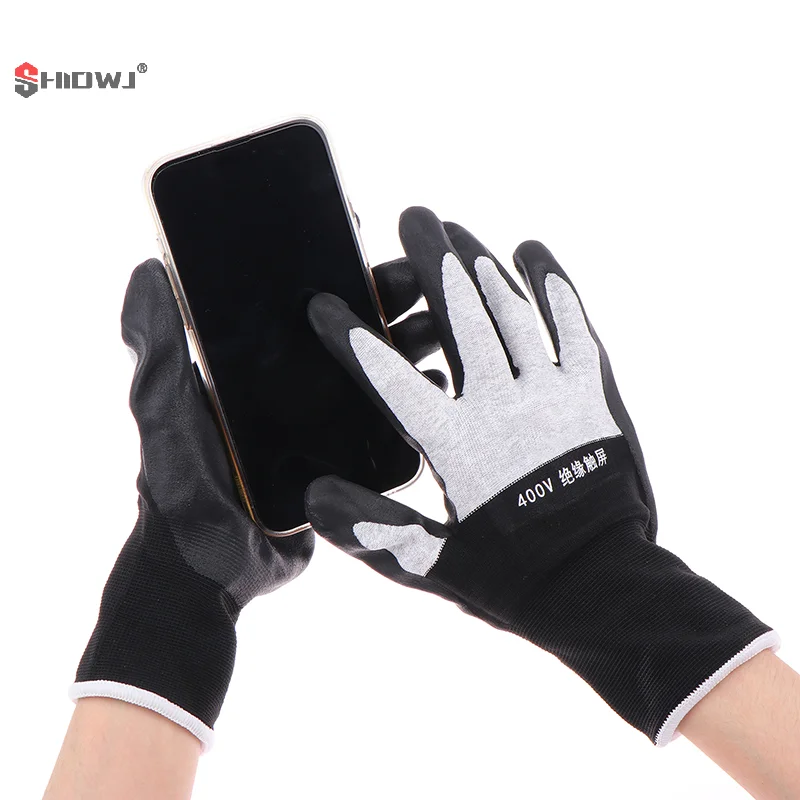 1Pair Electrician Insulating Gloves Withstanding Voltage 400V Rubber Touch Screen Insulation Glove Industrial Tool
