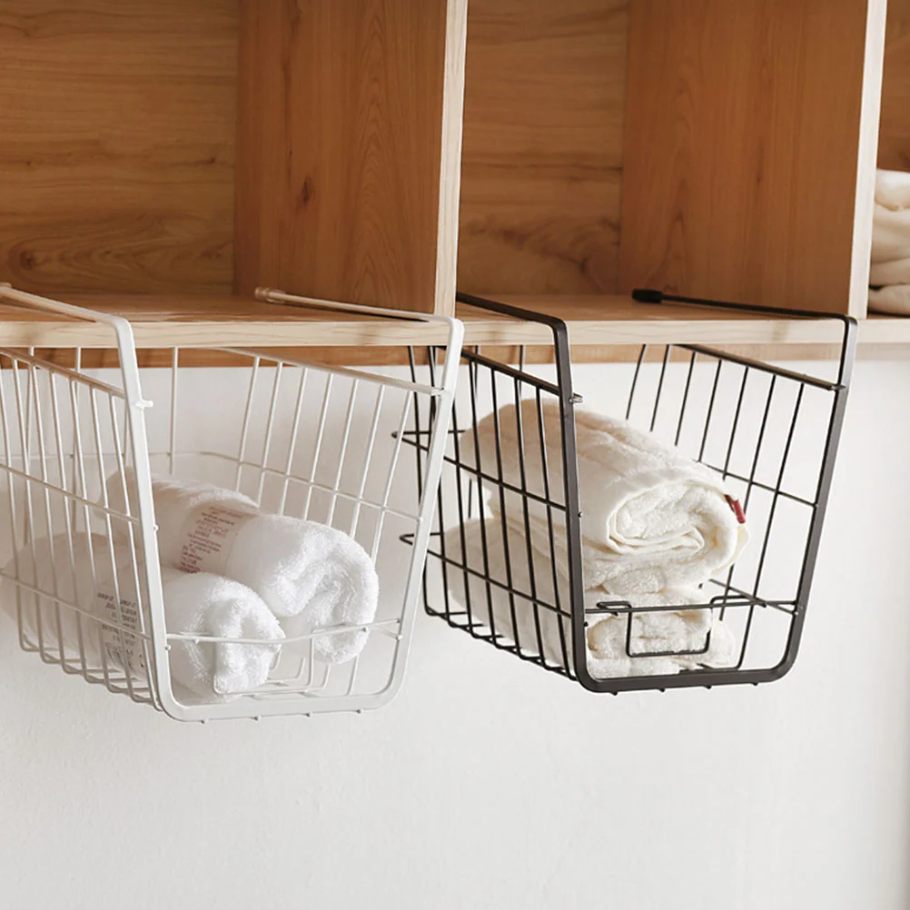 

Houseware Under Shelf Basket Under The Cabinet Shelf Rack Wire Storage Basket Space Saving Storage Shelf for Bookshelf