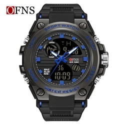 Premium Men's Digital Sports Watch - Waterproof, Shockproof, Army Style (Black blue)