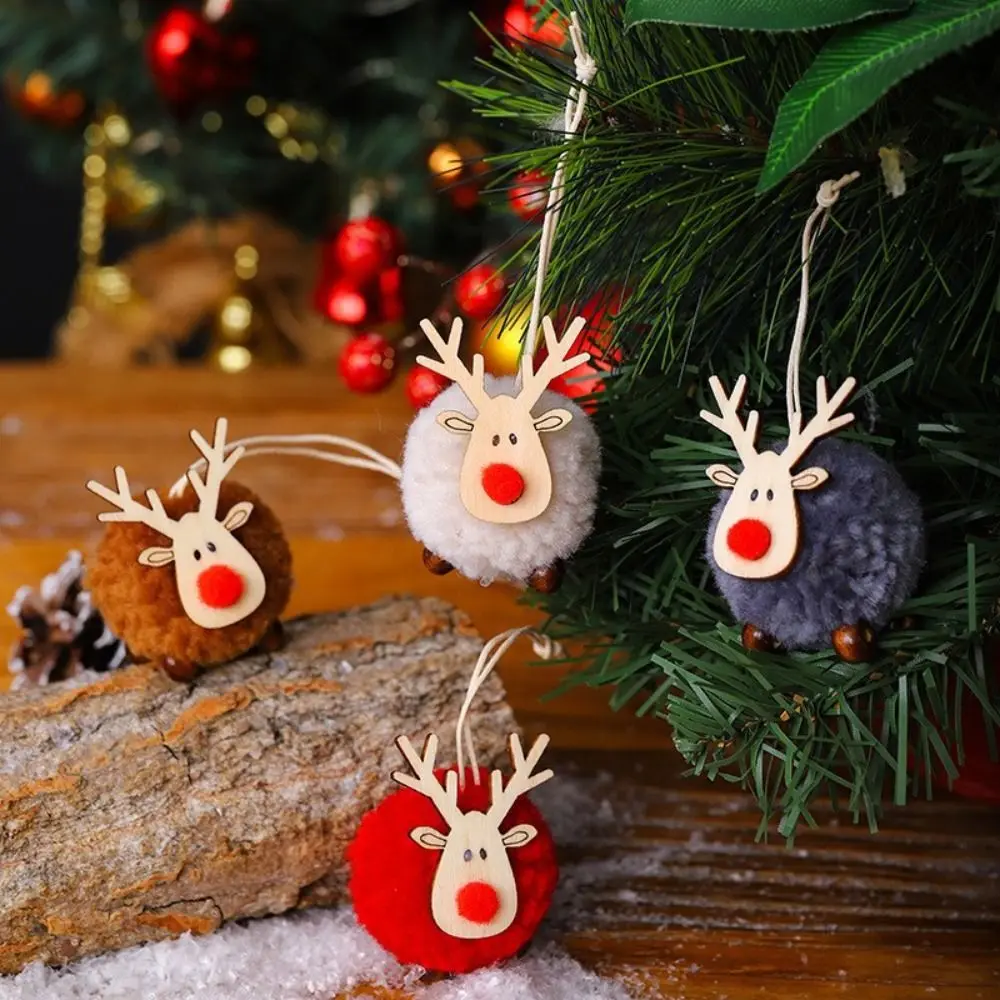 

Cute Felt Wooden Elk Christmas Tree Hanging Pendants Reindeer New Year Xmas Party Decoration Home Xmas Deer Crafts Ornaments