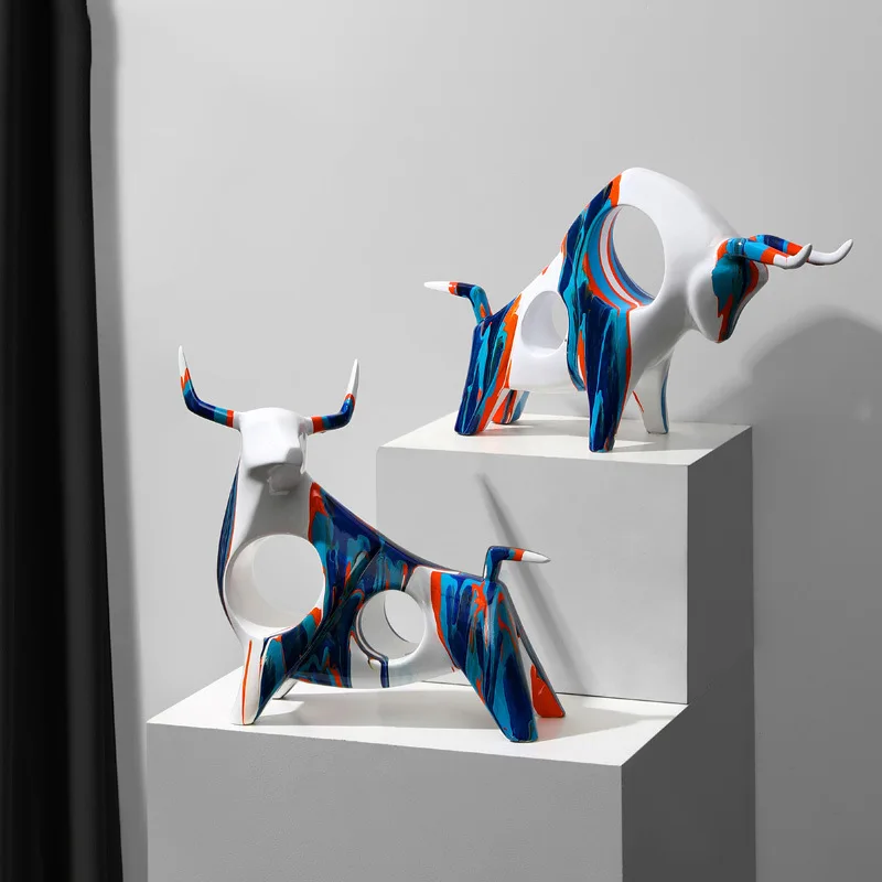 

Painted Art Splashing Color Cow Decoration Light Creative Room TV Cabinet Entrance Model Room Desktop Decoration Gift