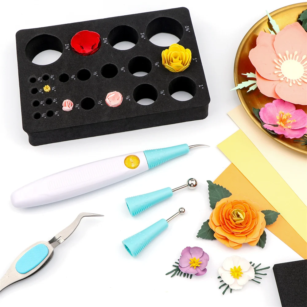 All-in-One Paper Sculpting Tool Kit & Die Brush for Card Making Paper Blossom Tools for Creating Realistic Dimensional Flowers