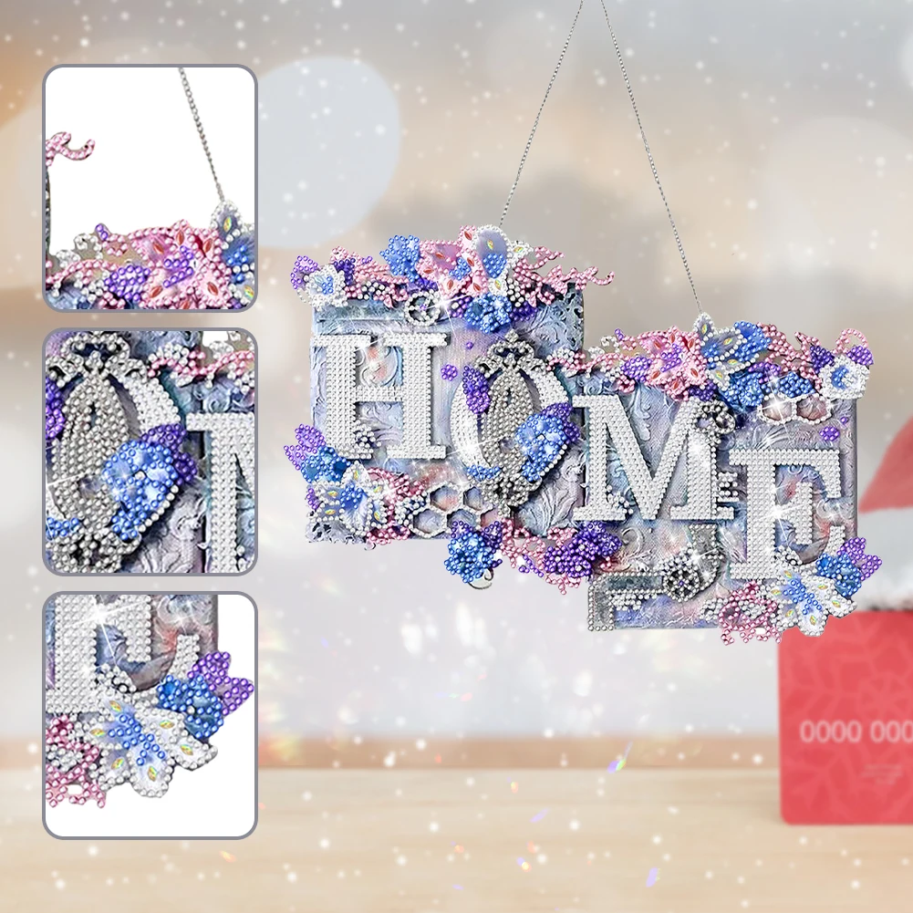 Acrylic Diamond Painting Hanging Pendant Single-Sided 5D DIY Diamond Painting Dots Pendant for Garden Window Decoration