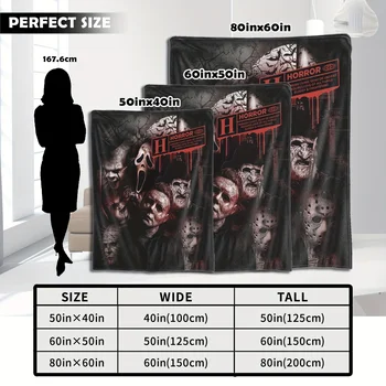 Halloween Blanket,Horror Movie Halloween Character Cover Blanket,Halloween Blanket - Suitable for sofa, bed, travel, camping, li 4