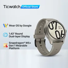 TicWatch Pro 5 Wear OS Smartwatch Built 100+ Sports Modes 5ATM Water-resistance Compass NFC and 80Hrs Battery Life (Sandstone)