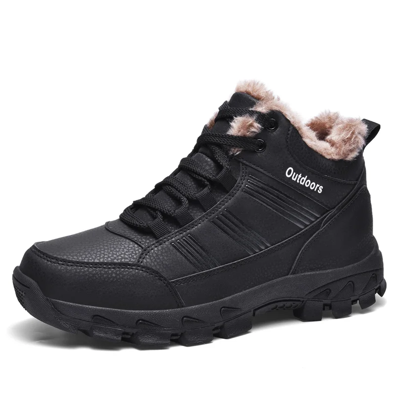 

Men Hiking Shoes with Fur Autumn Winter Male Climbing Jogging Sneakers Outdoor Warm Man Trekking Walking Shoes Big Size