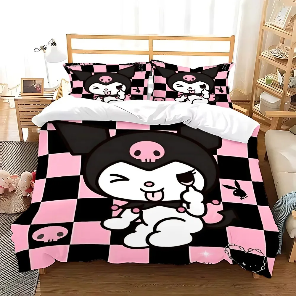 Cute Kuromi Bedding Sets Melody Comforter Bed Cover Duvet Cover Pillow Case 2-3 Pieces Sets Single/Double/Queen/King Size 6