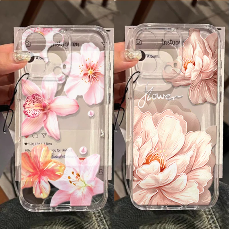 Pink Lily Flower Soft Clear Phone Case Cover