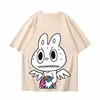 Men Casual Cute Tide Wear Tops Labubu Cartoon T-Shirts Short Sleeve Lovers Women High Quality Pure Cotton Kids Girls Clothes Tee 6