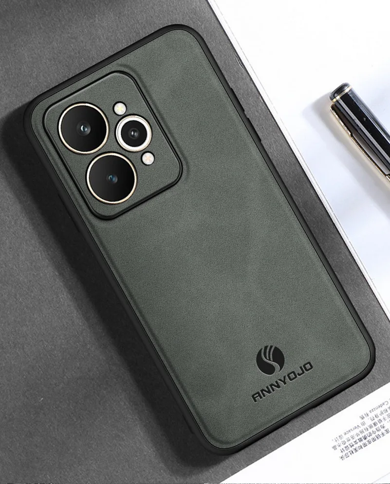 Matte Plain Leather Case with Built-in Metal Car Mount Holder