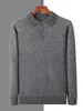 100% Mink Cashmere Jacket Men's POLO Collar Pullover 2024 Spring Autumn New Knitted Tops Casual Loose Large Size Men's Shirts 3